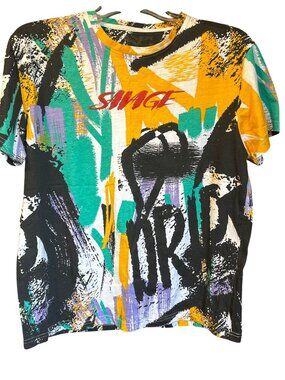 Seven Souls Savage Graphic T-Shirt L Multi-Color Abstract Print Casual Tee